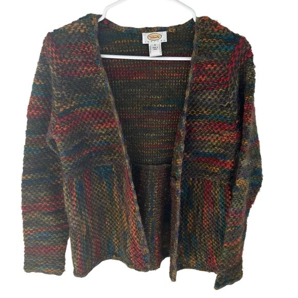 VTG Talbots Small Petite Mohair Blend Open Cardigan Rainbow Cozy Boho - Picture 1 of 8